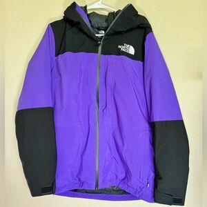 The North Face Women’s Thermoball Eco Snow Triclimate Jacket in purple and black